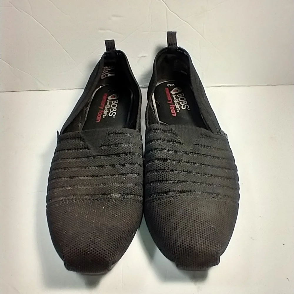 BOBS by Skechers Plush Golden Hour Black Slip On Comfort Shoes Women's sz 10.